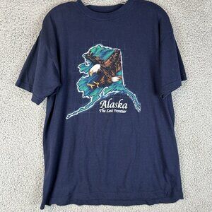 Vintage 90s Alaska The Last Frontier Eagle‎ Nature T Shirt Size Large